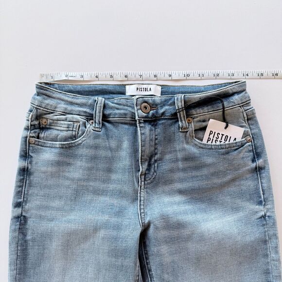 NWT Pistola Arielle Skinny Scissor Cut Hem Jeans in No Pressure Light Wash Sz 28 - Picture 11 of 13